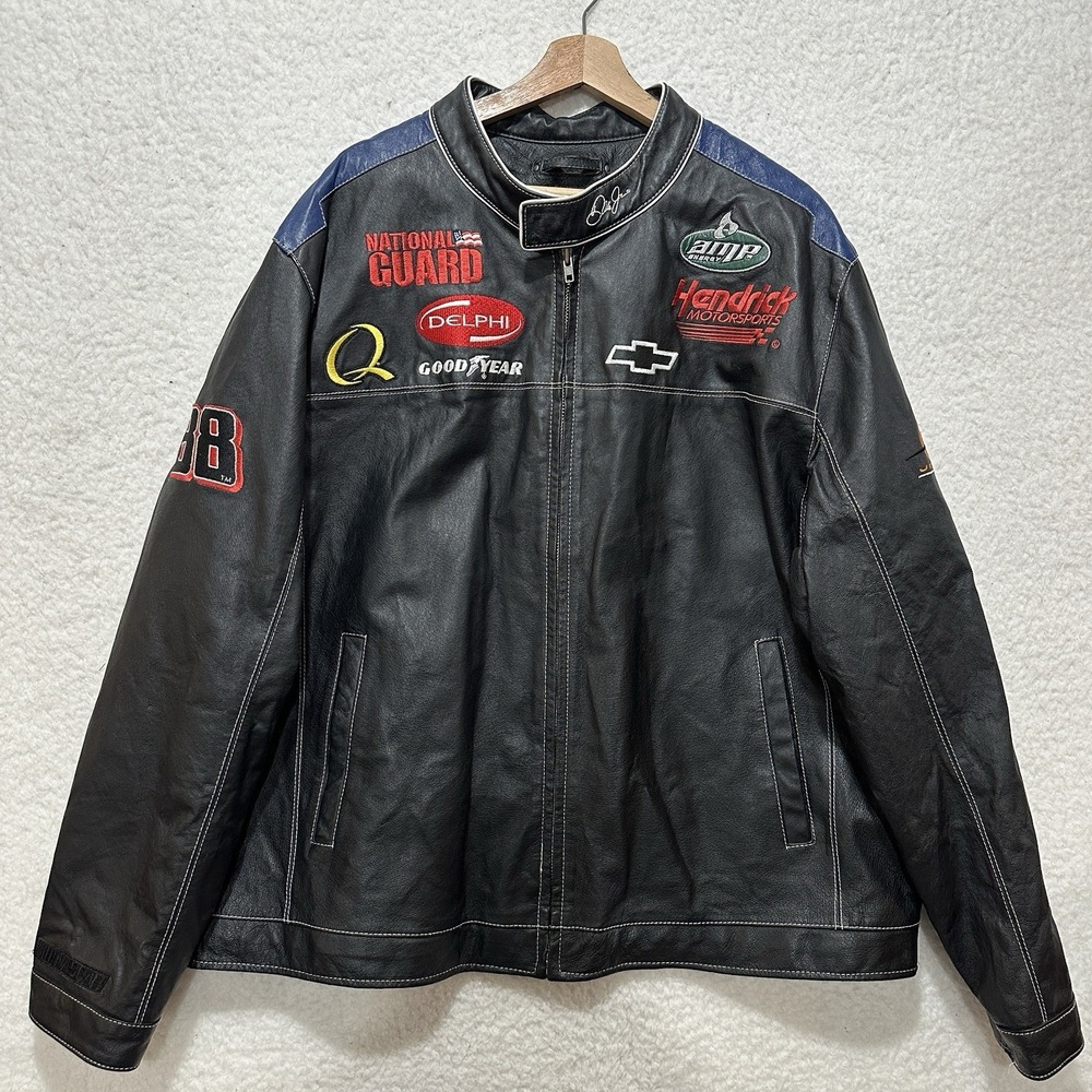NASCAR Wilsons Leather Jacket Mens Dale Earnhardt Jr 88 Logo Embroidery Size 2XL